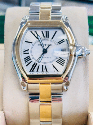 Cartier Roadster Large Stainless Steel 18k Yellow Gold Silver W62031Y4 Watch