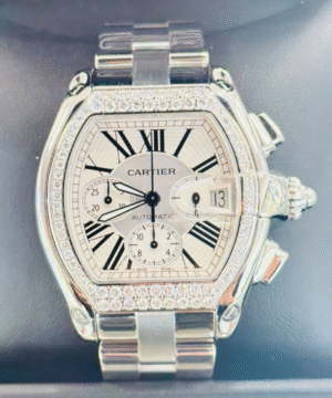 Cartier Roadster XL 2618 Chronograph Automatic 1.95CT Diamond Watch *MINT*