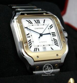 CARTIER Santos 18k Yellow Gold /SS W2SA0009 Large Automatic Opaline Dial *UNWORN