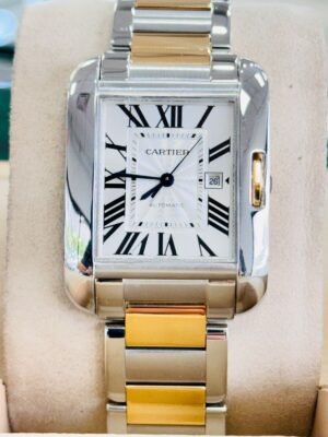 Cartier Tank Anglaise Large W5310007 18K Rose Gold /Steel Silver Watch