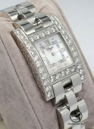 Chopard H 18k White Gold MOP Factory Diamonds Quartz Ladies Watch 13/6621 MINT