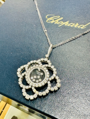 Chopard Happy Diamonds Flower Pendant Necklace 18K White Gold 799449-1001