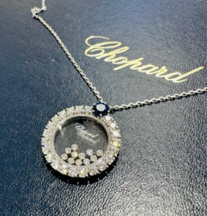 Chopard Happy Diamonds Necklace 18K white gold 3.37CT Diamonds 1.46CT Sapphires