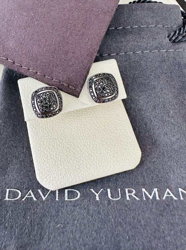 David Yurman Sterling & 14k Albion 10mm Black Diamond Earrings