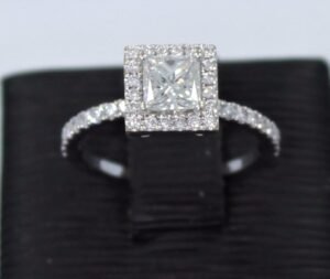 Engagement Ring 0.56ct Princess Cut F/G Diamond With 0.45Ct Setting 18k WG Band