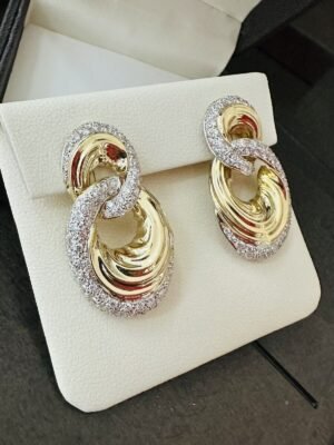 Estate Ladies Extra Large 18k Gold & Diamond Earrings ~ Stunning 😍