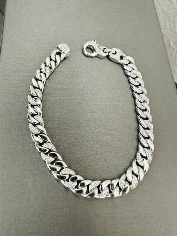 Gorgeous Asprey Of London 14k White Gold & Diamond Cuban Link Bracelet