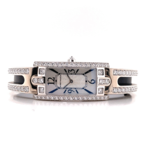 Harry Winston Avenue 330LQW 18K White Gold Factory Diamonds MOP Dial Watch MINT