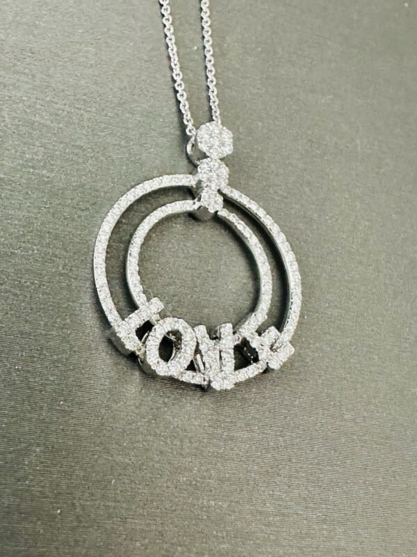 Hulchi Belluni 18k White Gold & Diamond LOVE Necklace ~ Stunning 😍