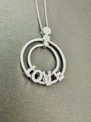Hulchi Belluni 18k White Gold & Diamond LOVE Necklace ~ Stunning 😍