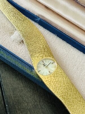 Ladies 18k Yellow Gold Omega Retro Asymmetric Watch In Box