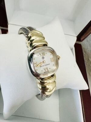 Ladies David Yurman 14K & Sterling Silver Double Cable Watch With MOP Dial