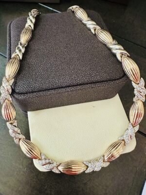 Ladies Estate 14k Gold & Diamond Two-Tone Choker Necklace