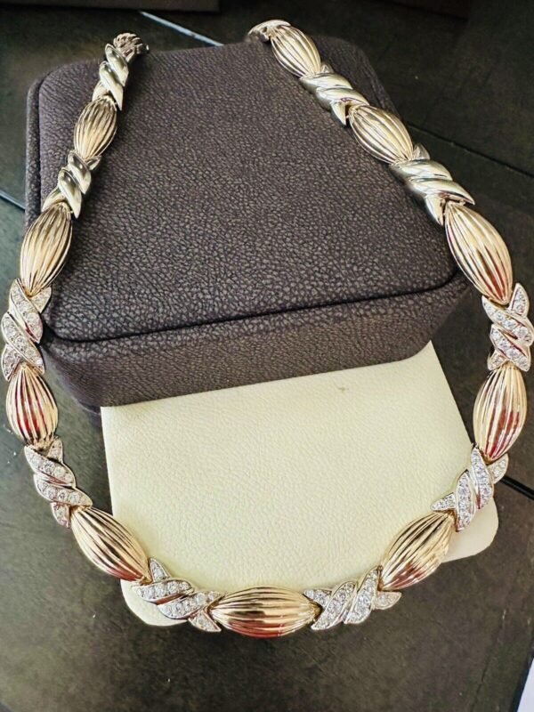 Ladies Estate 14k Gold & Diamond Two-Tone Choker Necklace