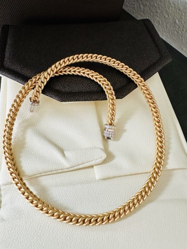 Ladies La Pepita 18k Yellow Gold Wheat Choker Necklace With Diamonds