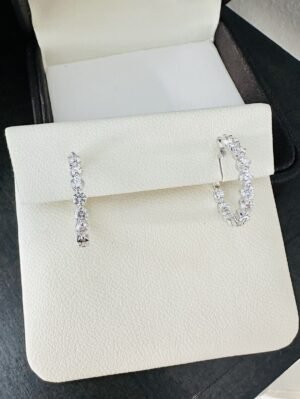 Ladies Natural Diamond Inside Out Hoop Earrings 18k White Gold ~3.41 Cts SI1/G
