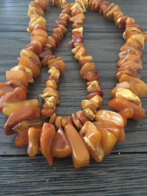 Massive Natural Baltic Amber Egg Yolk Butterscotch Bead Necklace - 98 Grams