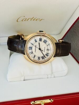 Men’s 18k Rose Gold Cle De Cartier Watch 40mm ~ Box & Papers