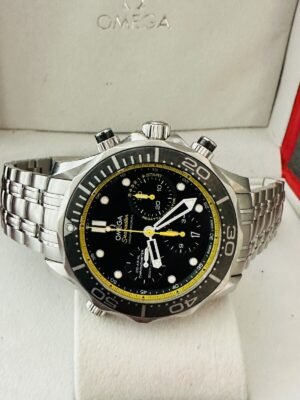 Men’s 44mm Omega Seamaster Regatta Chrono Watch Black/Yellow Dial Ceramic Bezel