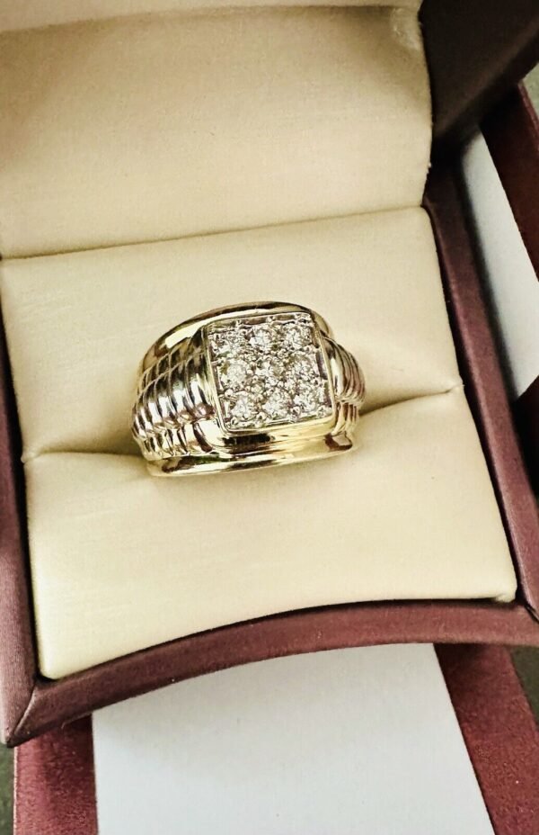 Men’s Estate 10k Gold & 9 Diamond Ring ~ Gorgeous White Natural Diamonds