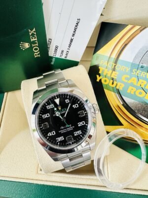 Men’s Rolex Air King 40mm Ref 116900 Green Black Dial ~ Box & Papers