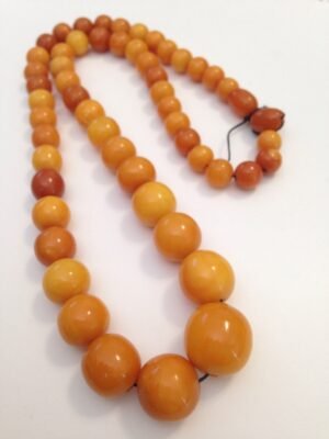 Natural Baltic Amber Egg Yolk Butterscotch Bead Necklace 16mm - 33 Grams