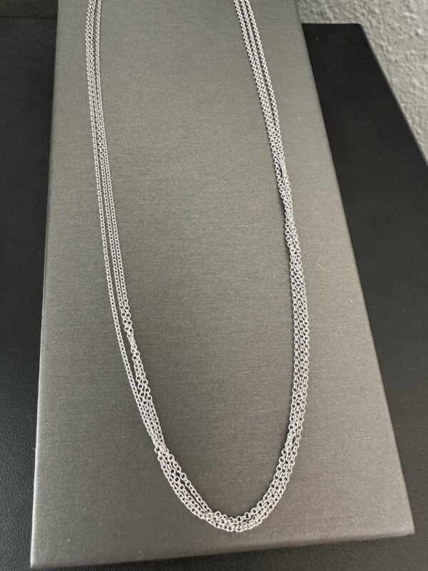 New Ladies 14k White Gold Triple Chain Necklace ~ 18 Inches