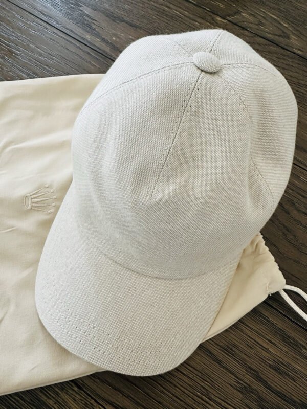 New OEM Rolex Beige Khaki Baselworld Baseball Golf Hat With Rolex Travel Pouch