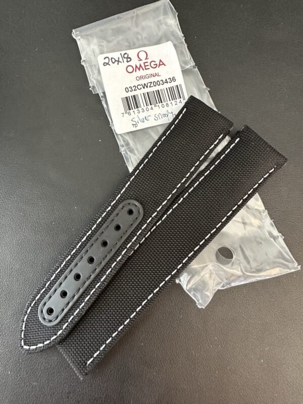 Omega Speedmaster 20mm X 18mm Leather & Rubber Silver Snoopy Watch Strap Band
