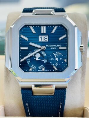 Patek Philippe 5822P-001 Cubitus Platinum Moonphase with Blue Dial Skeleton Back