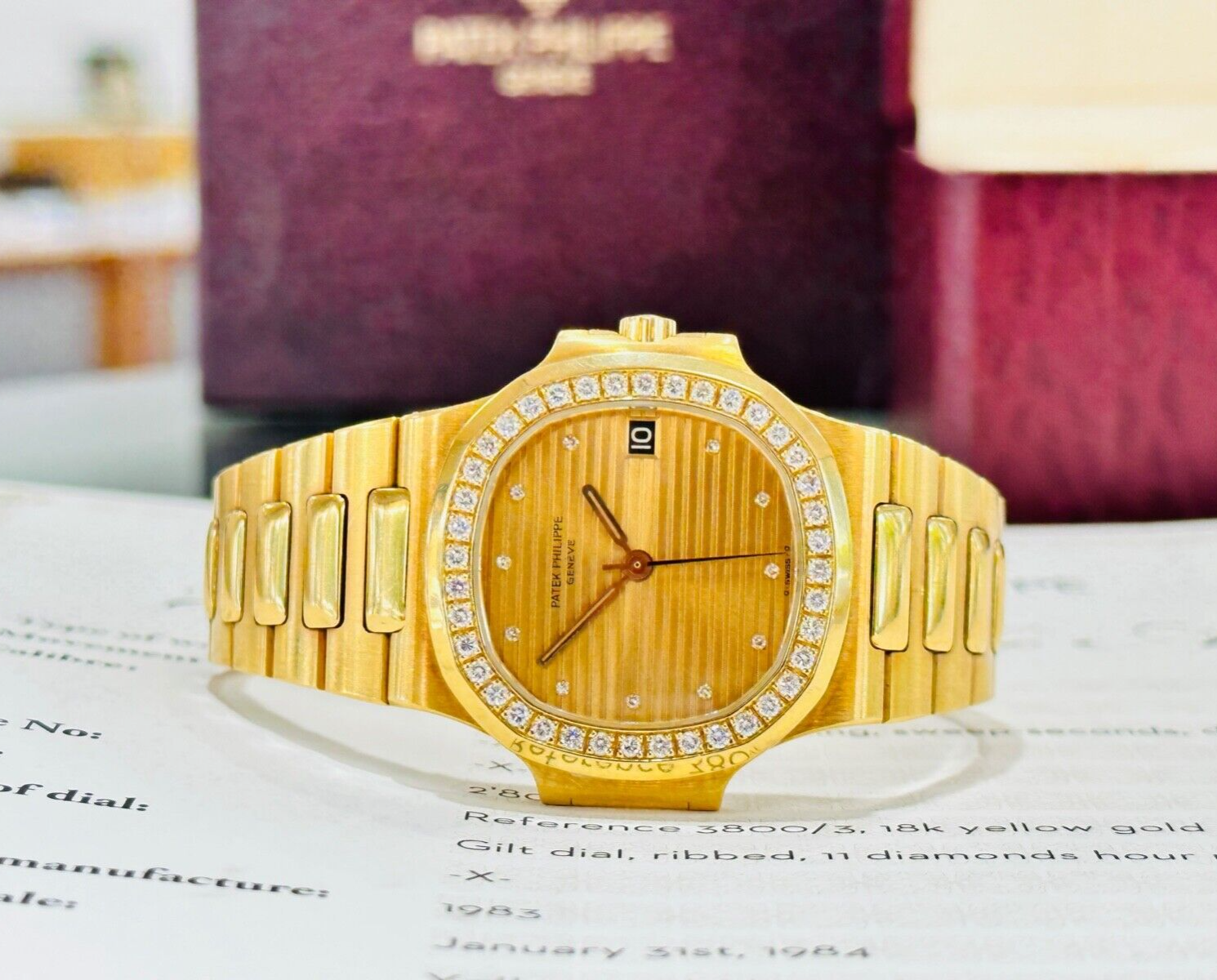 Patek Philippe Nautilus 3800/3 Factory Diamond Bezel/ Factory Diamond Dial Watch