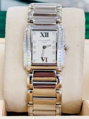 Patek Philippe Twenty~4 4910/20G 18K White Gold Factory Princess Round Diamoonds