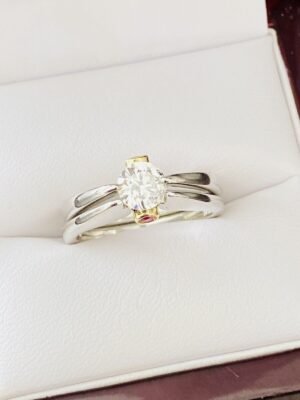 Platinum 950 Custom Designer Engagement & Wedding Ring Set .78 Carat SI1-I Color