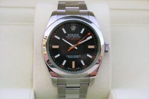 ROLEX 116400GV MILGAUSS WATCH BLACK DIAL GREEN CRYSTAL