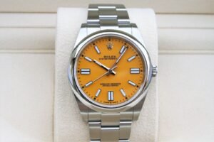 ROLEX 124300 OYSTER PERPETUAL YELLOW DIAL WATCH
