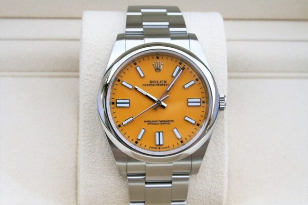 ROLEX 124300 OYSTER PERPETUAL YELLOW DIAL WATCH