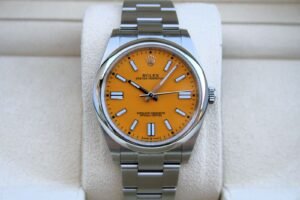 ROLEX 124300 OYSTER PERPETUAL YELLOW DIAL WATCH