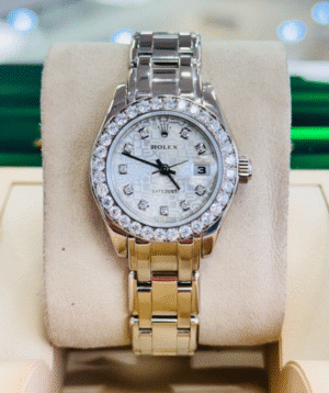 ROLEX 18K WHITE GOLD PEARMASTER MASTERPIECE 80299 MOP DIAMOND 29MM BOX PAPERS