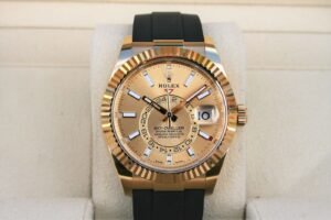 ROLEX 326238 SKYDWELLER WATCH YELLOW GOLD OYSTERFLEX