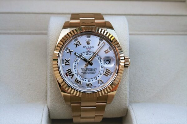 ROLEX 326938 SKY-DWELLER WATCH 18K SILVER ROMAN