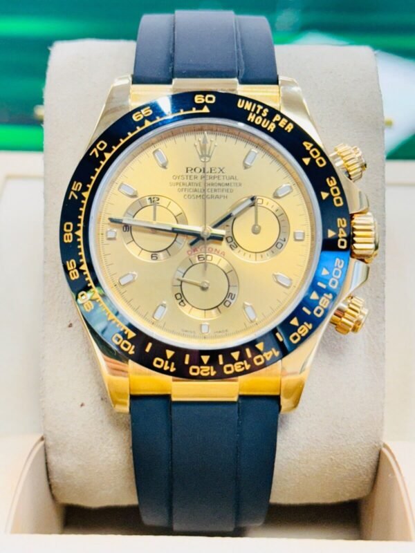 Rolex Cosmograph Daytona Yellow Gold 116518 OYSTERFLEX Champagne Dial B/PAPERS