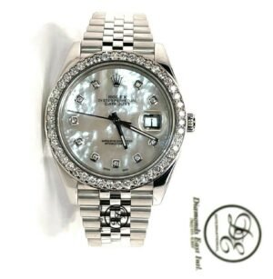 Rolex Date-Just 126300 Custom MOP Diamond Dial And Diamond Bezel Papers