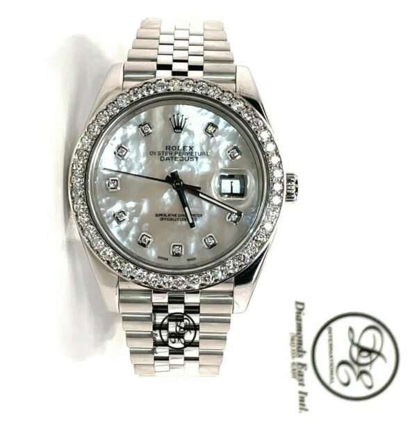 Rolex Date-Just 126300 Custom MOP Diamond Dial And Diamond Bezel Papers