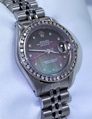 Rolex Datejust 0.95CT Diamond Bezel Tahitian MOP Dial Jubilee Watch 69174 *MINT
