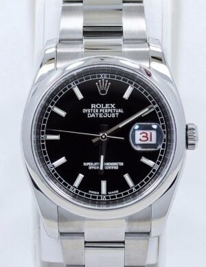 ROLEX DATEJUST 116200 36mm BLACK STICK DIAL OYSTER PERPETUAL *MINT CONDITION*