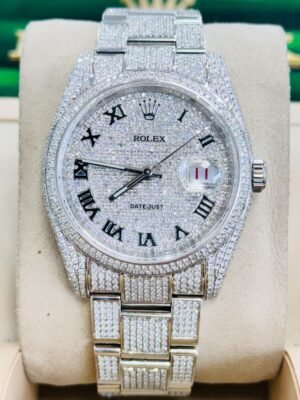 Rolex Datejust 116200 CUSTOM ICED Out Diamonds Dial Bezel and Oyster Band Watch