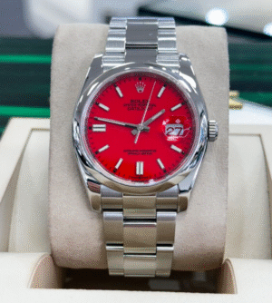 Rolex Datejust 116200 Oyster Stainless Steel CUSTOM RED Dial Watch MINT