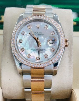 Rolex Datejust 116201 36mm Custom MOP Diamond Dial 18k Rose Gold Oyster Watch