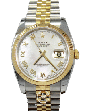 Rolex Datejust 116233 18K Yellow Gold/SS Gold Factory MOP Roman Dial Watch MINT