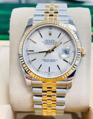 Rolex Datejust 116233 18K Yellow Gold /SS Jubilee Band Fluted Bezel Silver Dial